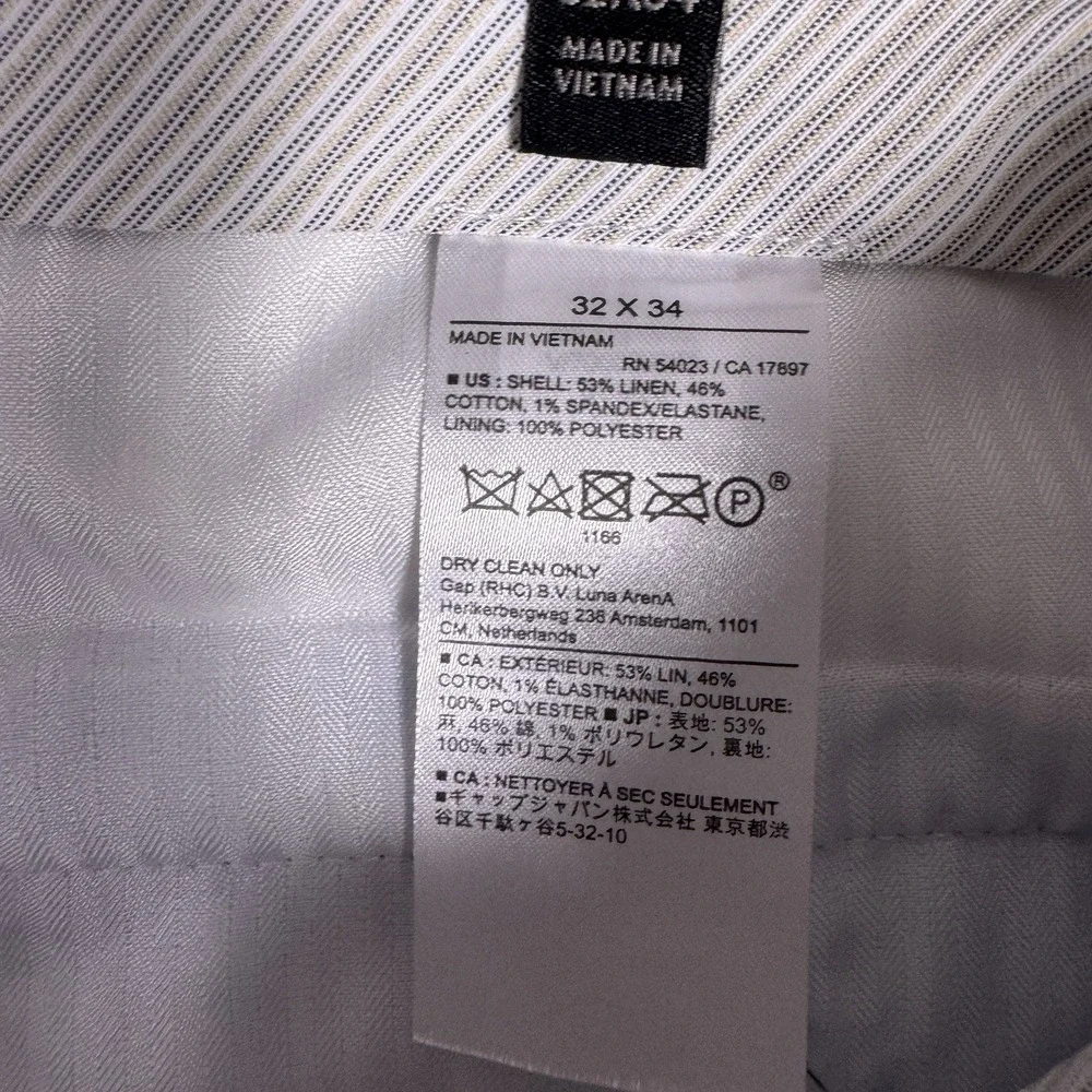 Banana Republic Trousers Mens 32x34 Linen Tailored Dress Pant Chino Tailored Fit